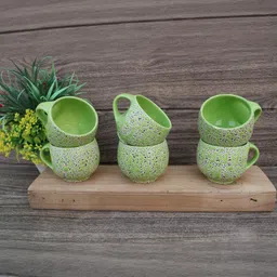 laghima jadon Green Printed Ceramic Glossy Cups Set of Cups and Mugs image 4