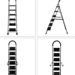 Homlix Grey & Black Textured 6-Step Foldable Step Ladder image 4