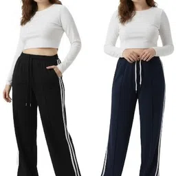 Pack of 2 Women Solid Multicolor Track Pants-image-43