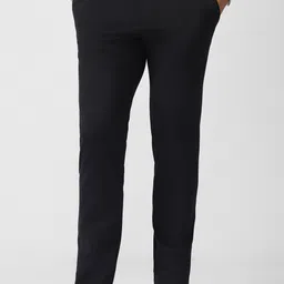 van heusen Men Skinny Fit Black Cotton Blend Trousers-picture-14