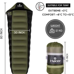 hacer Sleeping Bag for Camping Hiking Traveling and Outdoors (+6 to +12 Temp) Sleeping Bag image 2
