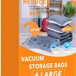 mexerris 6 Large Vacuum Bags ,Space Saver Bags for Blankets, Comforters, Pillows, Clothes Travel Storage Vacuum Bags image 1