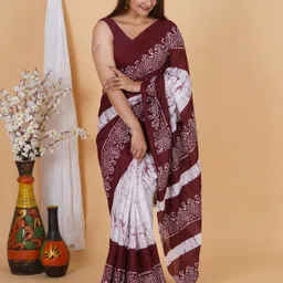 latest cotton mulmul saree Polka Print Ikkat Pure Cotton Saree-picture-11
