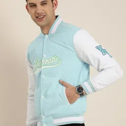 here&now Men Solid Varsity Jacket image 3
