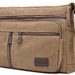 momisy Brown Men Sling Bag Canvas Sling Bag-picture-16