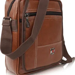 romofy Tan Men Sling Bag Stylish PU Leather Sling Cross Body Travel Office One Side Shoulder Bag for Men-picture-16