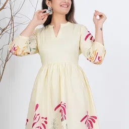 divis fashion Women A-line Yellow Midi/Calf Length Dress image 5