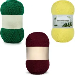 waaome Green,Brown & Yellow Wool 300 Gram 100×3 Hand Kniting Art Craft Soft Yarn(WA199)-picture-35