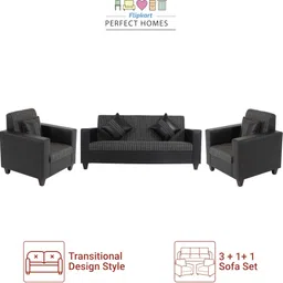 flipkart perfect homes Crete Leatherette and Fabric 3 + 1 + 1 Sofa Set image 3