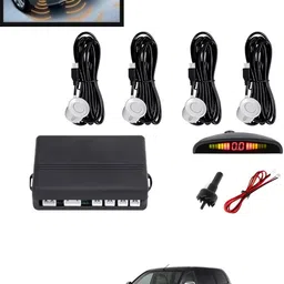 maties 4Pcs White Reverse Parking Sound Warning sensor for car Protection-202 Car Reverse Parking White 4 Sensor With LED Display/Buzzer -202 Parking Sensor-picture-14