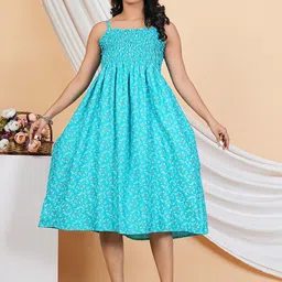 HEBA Women Floral Print Fit & Flare Dress-image-5