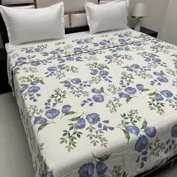 Pure Decor White & Green Floral AC Room 233 GSM Double Bed Comforter-image-76