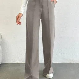 Next One Women Smart Straight Fit High-Rise Easy Wash Pleated Trousers-picture-27