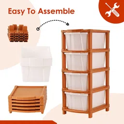 Kuber Industries White & Brown 4 Tier Storage Organisers image 5