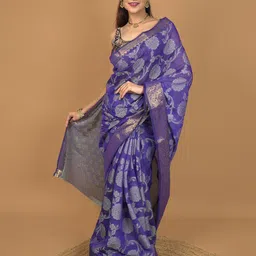 HELLA FASHIONS Woven Design Zari Saree-image-24