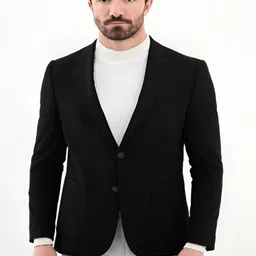 Ethnicvilla Notched Lapel Long Sleeves Slim-Fit Cotton Single Breasted Blazer-picture-37