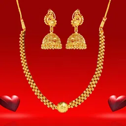 Heer Collection Gold Plated Necklace With Earrings-picture-26
