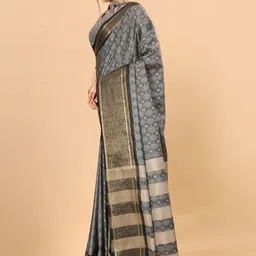 DIVASTRI Woven Design Zari Silk Cotton Ikat Saree image 2