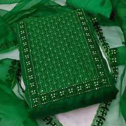 SHADOW & SAINING Sequinned Embroidered Organza Unstitched Dress Material-picture-30