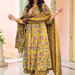 GoSriKi Women Floral Printed Kurta with Palazzos & Dupatta-picture-20