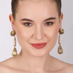 StyleCast Gold-Plated Circular Drop Earrings image 4