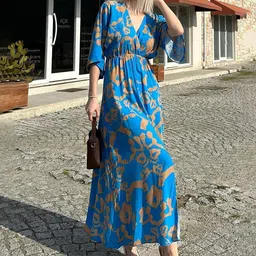 MANOJAVA Printed Liva Maxi Dress-picture-18