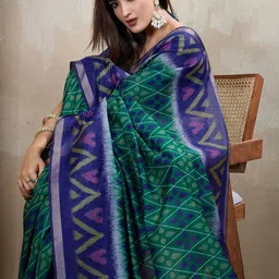 Jinal & Jinal Woven Design Zari Handloom Pochampally Saree image 3