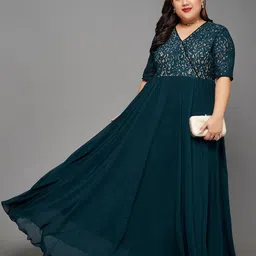 Miss Chase A+ Plus Size Women Embellished Maxi Wrap Dress image 5