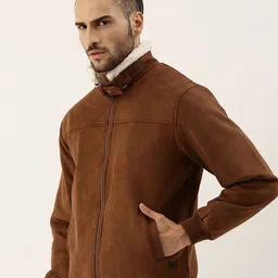 Campus Sutra Men Suede Windcheater Bomber Jacket image 3