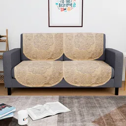 Myntra Elegant Homes Gold-Toned Cotton 4 Piece Sofa Cover-image-29