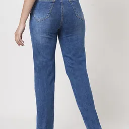 Kraus Jeans Women Cotton Straight Fit High-Rise Light Fade Stretchable Jeans image 3