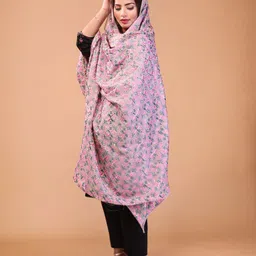 THE SHAWL STUDIO Small Leaf Embroidered Phulkari Dupatta-picture-28