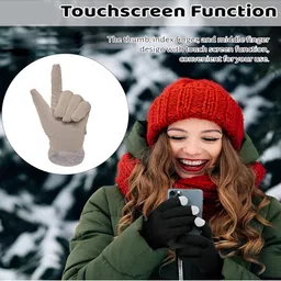 LOOM LEGACY Women Wind & Snow Proof Soft Fur Hand Glove image 3
