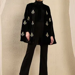 First Resort by Ramola Bachchan Women Floral Cape Jacket with Embroidered-picture-37