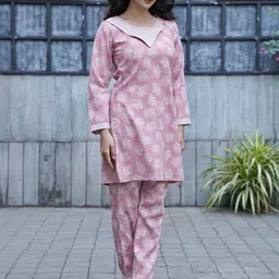 Geetha Creation Printed Round Neck Pure Cotton Tunic With Trouser-picture-25