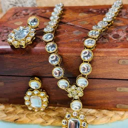 JN HANDICRAFT Gold-Plated Kundan Studded Jewellery Set-picture-29
