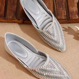 SIRDENILL Women Rhinestone Detailing Embellished Mojaris Flats-image-62