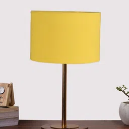 Devansh Yellow Wood Contemporary Cylindrical Shaped Table Lamp-picture-10