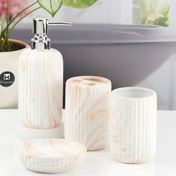 Kookee White 4 piece Abstract Ceramic Bath Accessories Set-picture-47