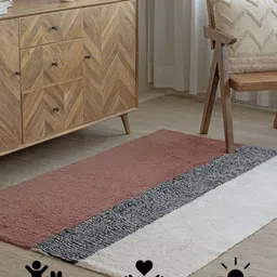 THEGASBH Maroon Geometric Printed Cotton Shaggy Carpet image 3