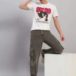 SWAGNOX Men Graphic Printed Round Neck Cotton Regular Fit T-shirt image 2