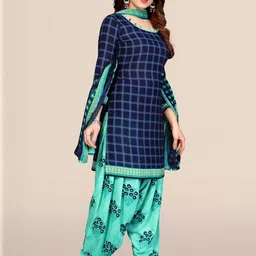 attigo Unstitched Printed Cotton Blend Kurta & Patiyala Dress Material with Dupatta image 4