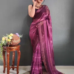 DIVASTRI Striped Pure Chiffon Ready to Wear Saree image 5