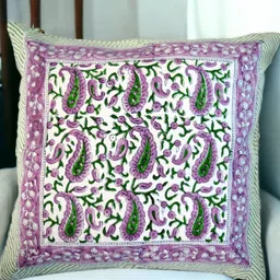 Fabric Venue Block Printed White & Purple Set of 5 Ethnic Motifs Square Cushion Covers-image-25