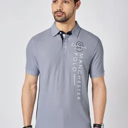 BYFORD by Pantaloons Men Typography Printed Polo Collar Cotton Slim Fit T-Shirt-picture-43