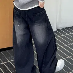 LULU & SKY Girls Wide Leg High-Rise Low Distress Light Fade Jeans image 5