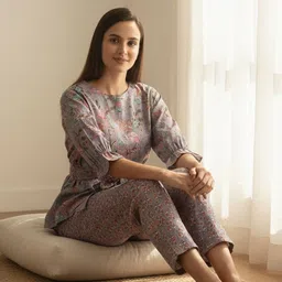 Bannos Swagger Women Floral Printed Top with Pyjamas image 5