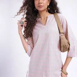 Anouk Rustic Striped V-Neck Kurti-picture-27