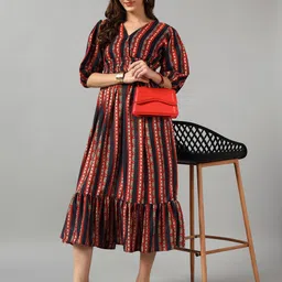 Raiyani Fashion V-Neck Striped Crepe Anarkali Kurta-image-10