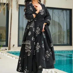 ARADHNA Women Ethnic Motifs Printed Panelled Kurta with Palazzos & With Dupatta-picture-11